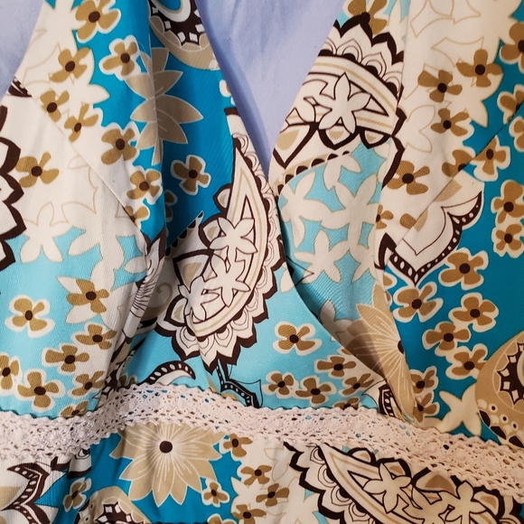 DORBY halter dress floral teal size 16 - Picture 4 of 11